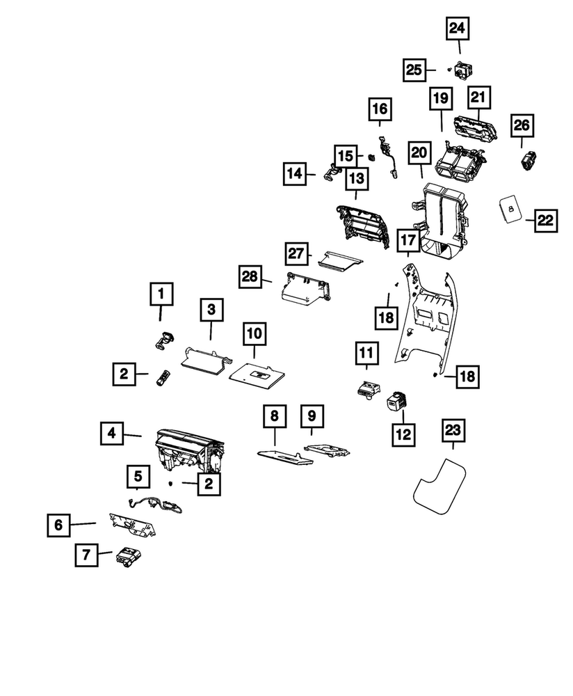 Genuine Mopar Floor Console Bin 68544145AF
