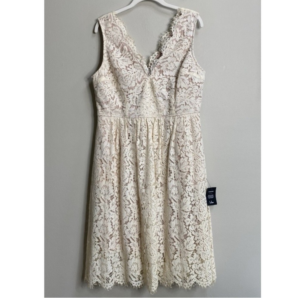 NWT Lulu's Love Swept White Lace Midi Skater Dress Size XL
