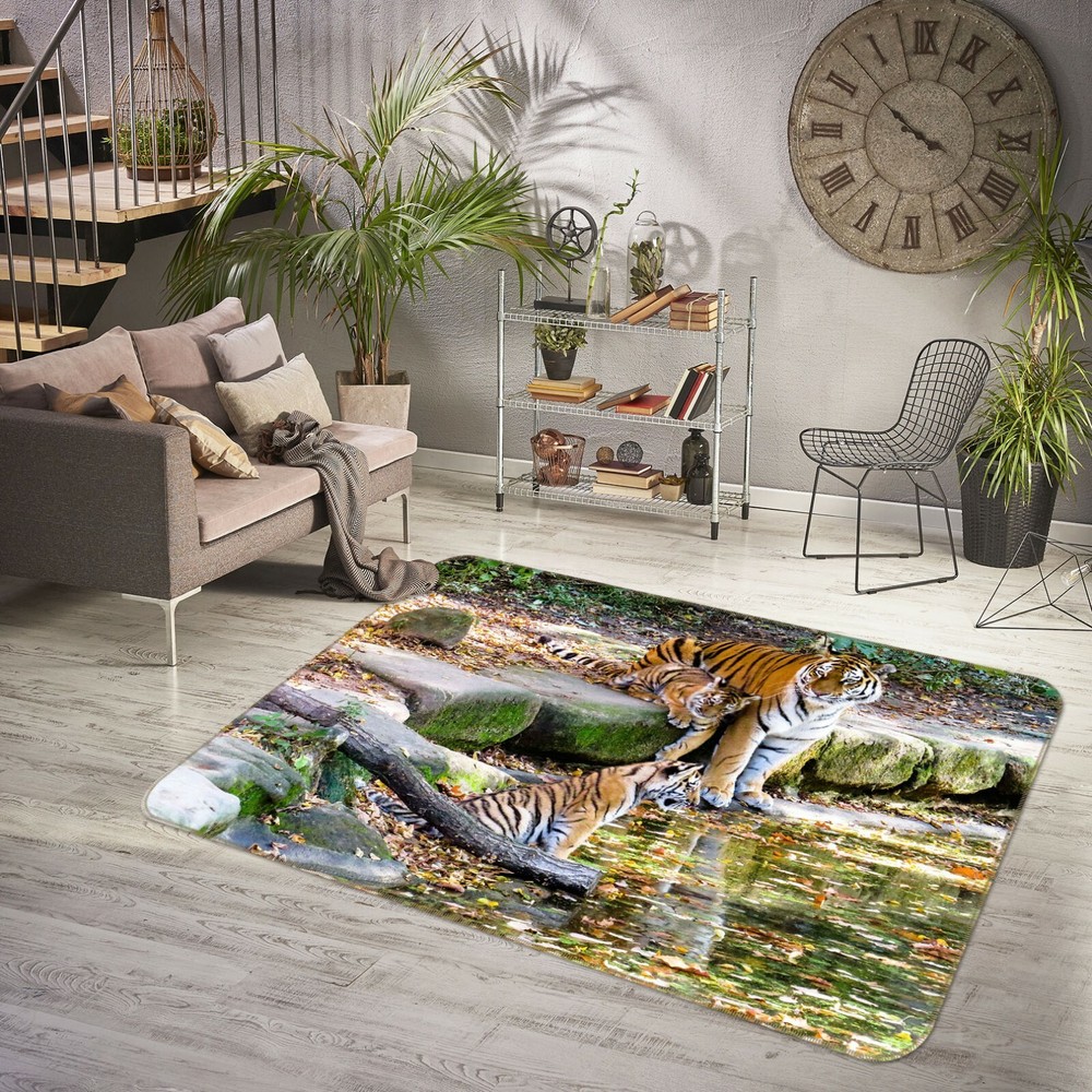 3D Stone Tiger Baby O842 Non-Slip Animal Rug Mat Elegant Photo Carpet Fay
