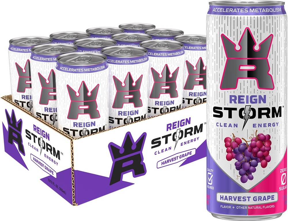 REIGN Storm, Harvest Grape, Fitness & Wellness Energy Drink, 12 Fl Oz (Pack o...