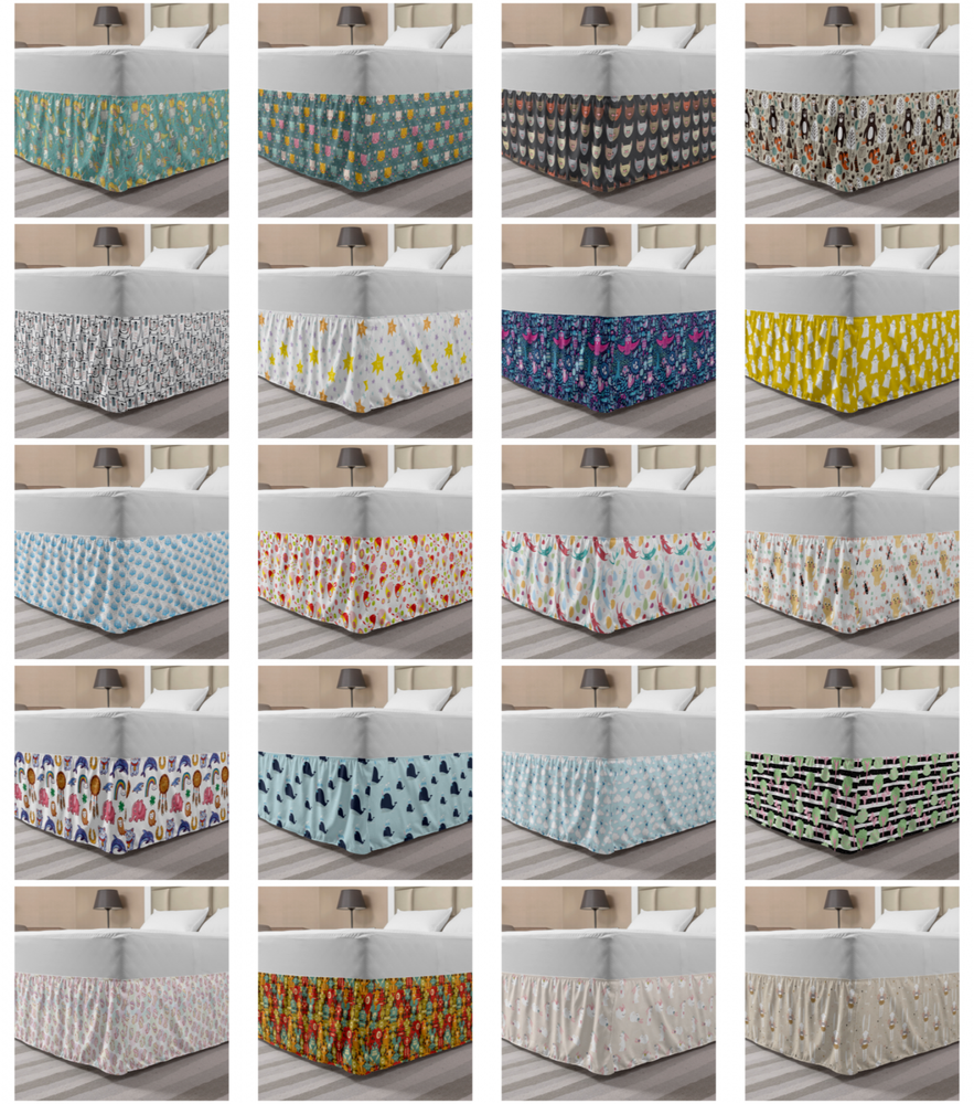 Ambesonne Nursery Bedskirt Elastic Wrap Around Skirt Gathered Design