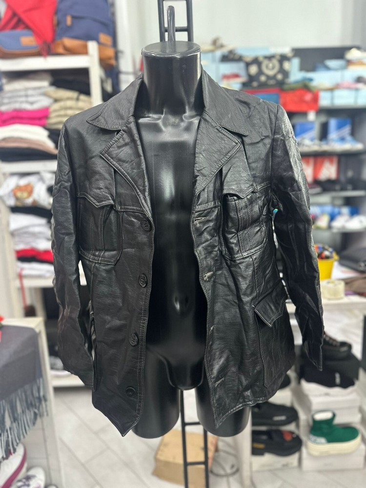 Antilotix Mens Black Leather Jacket Size 50 LLV699