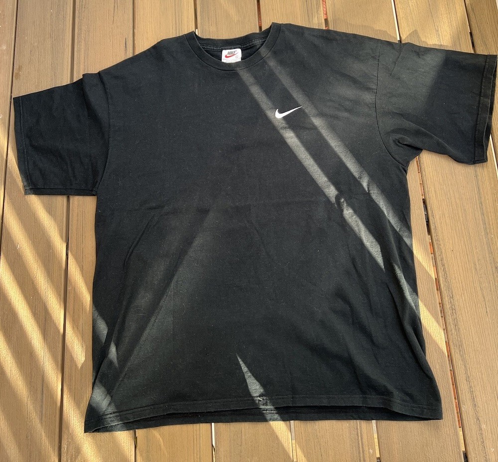 Vintage 90s Nike Made In USA Mini Swoosh T Shirt Black XL White Tag