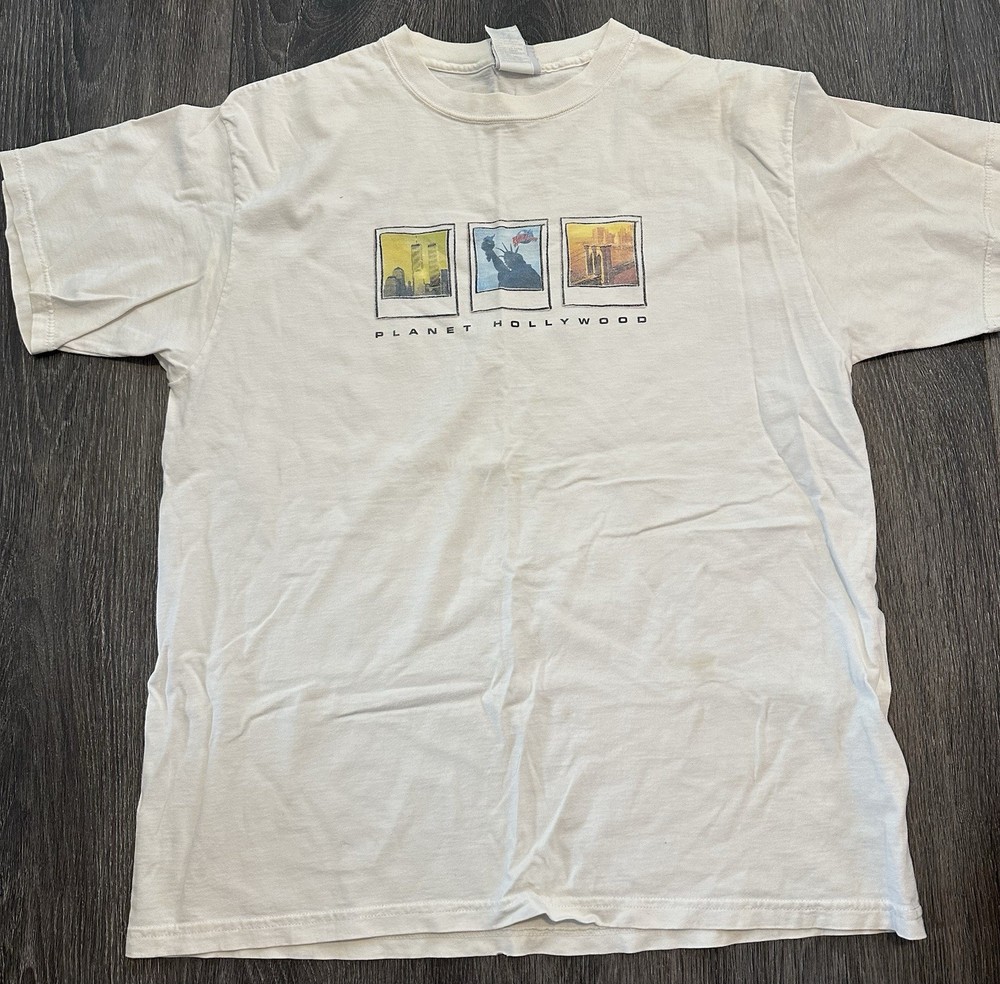 Vintage Planet Hollywood New York Y2K 2000 White T-Shirt Size Large