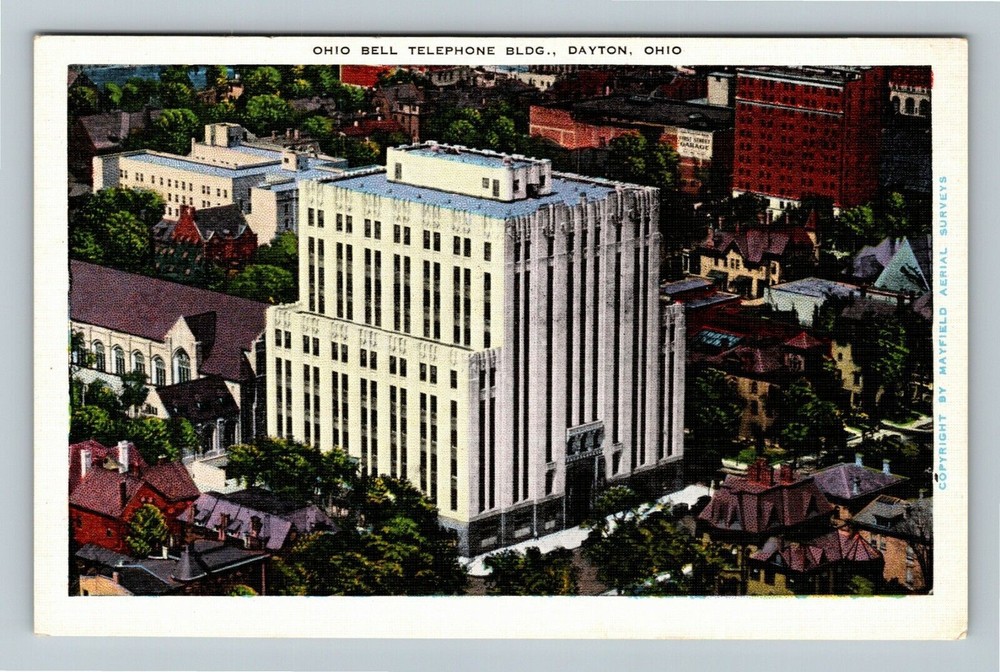 Dayton OH-Ohio, Ohio Bell Telephone Building, Aerial, Vintage Postcard