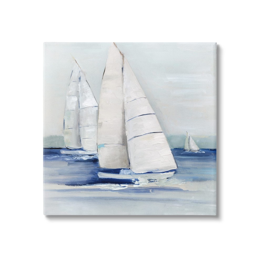 Nautical Boats Sailing Sea Waves Canvas Wall Art, Design by Sally Swatland