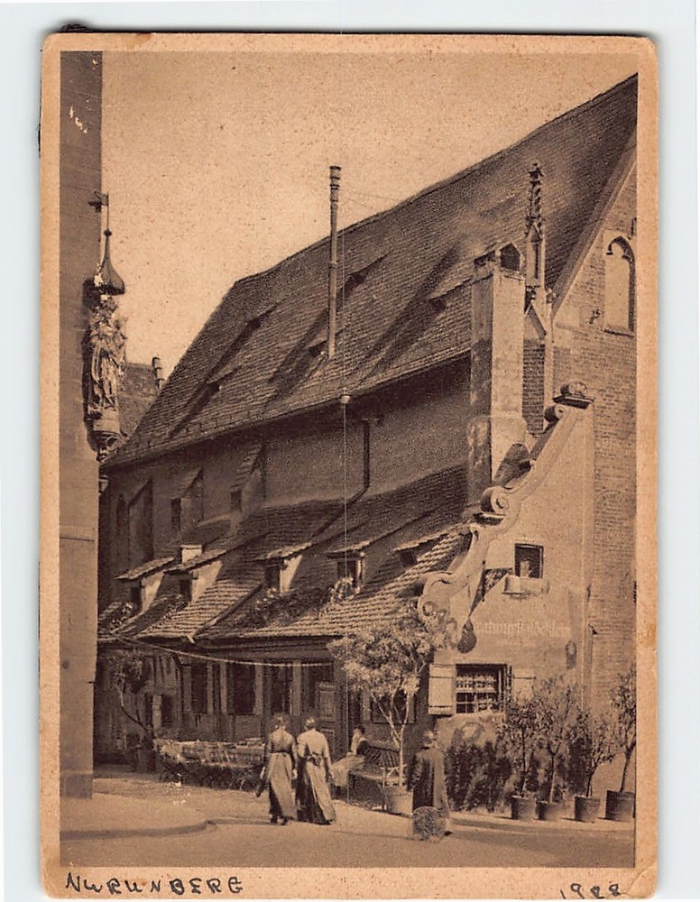 Postcard Bratwurstglöcklein restaurant in Nuremberg Germany
