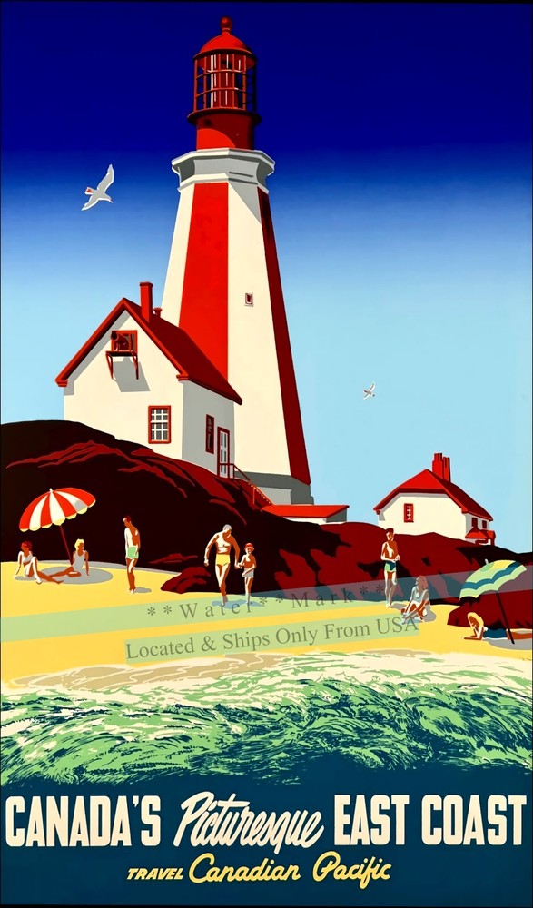 Canada's East Coast 1950 Canadian Pacific Vintage Poster Print Retro Style Art