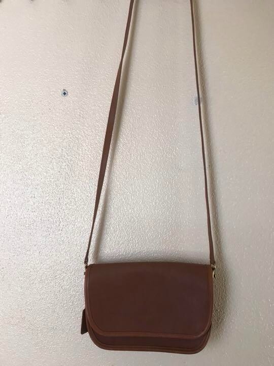 Vintage Coach Leather Crossbody Bag Brown Logo Women Shoulder Purse Pre-Owned