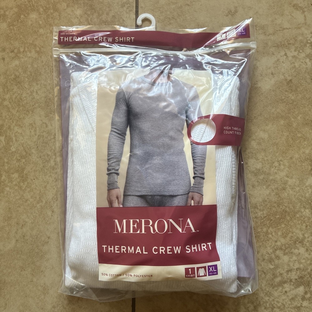 NEW Merona Men’s THERMAL Crew Shirt - XL (46-48) - Full Cut - Knit-Natural
