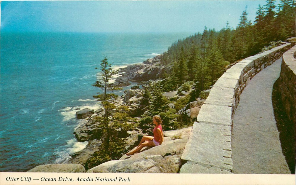 Otter Cliff Summit Bar Harbor Acadia National Park Maine ME Postcard-image