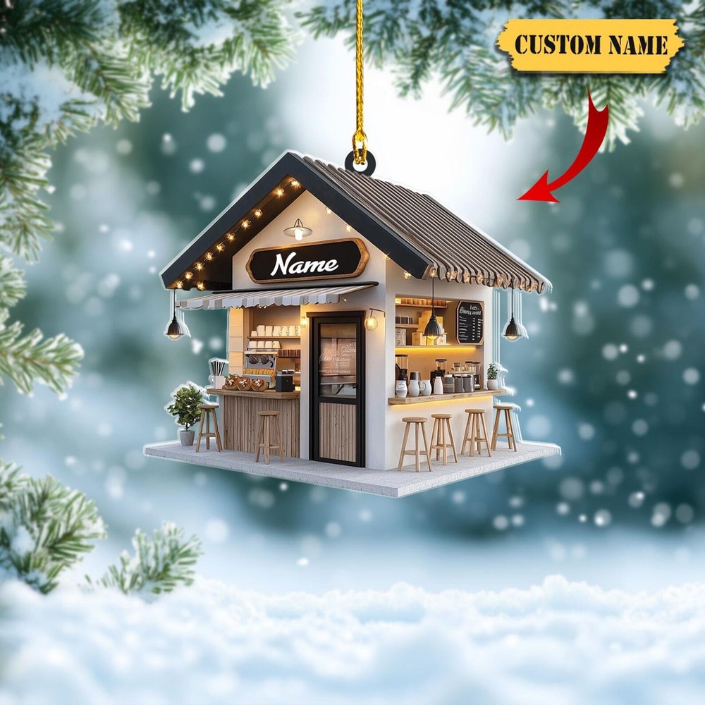 Personalized Coffee Shop 2d Flat Printed Acrylic Ornament Not 3d Coffee Store
