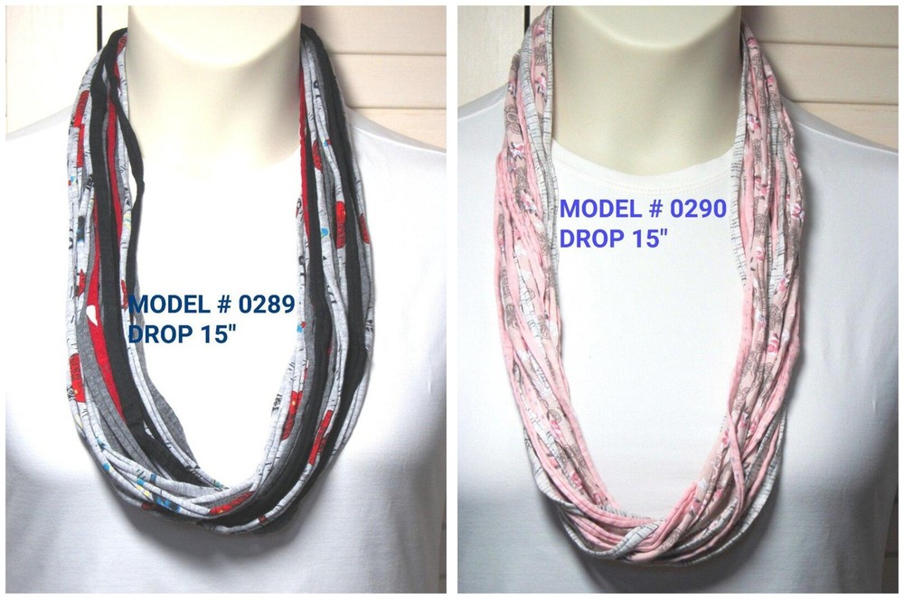 Unique T-Shirt Yarn Infinity Scarf Fabric Necklace Gift R289-290