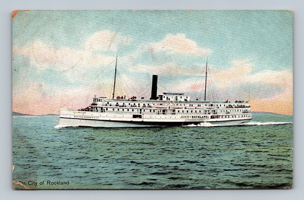 Vintage Postcard Steamer City of Rockland Boston & Bangor Co. Maine
