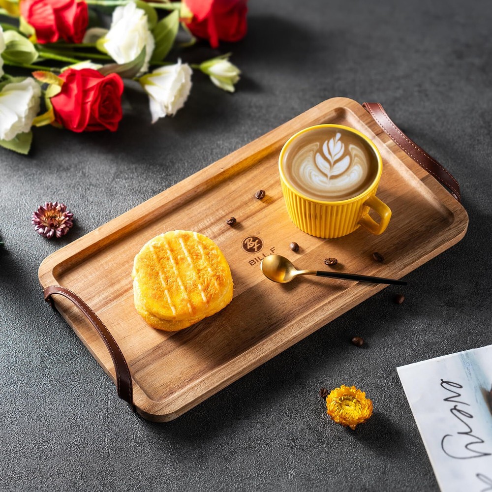 Acacia Wood Tray with Handles 14