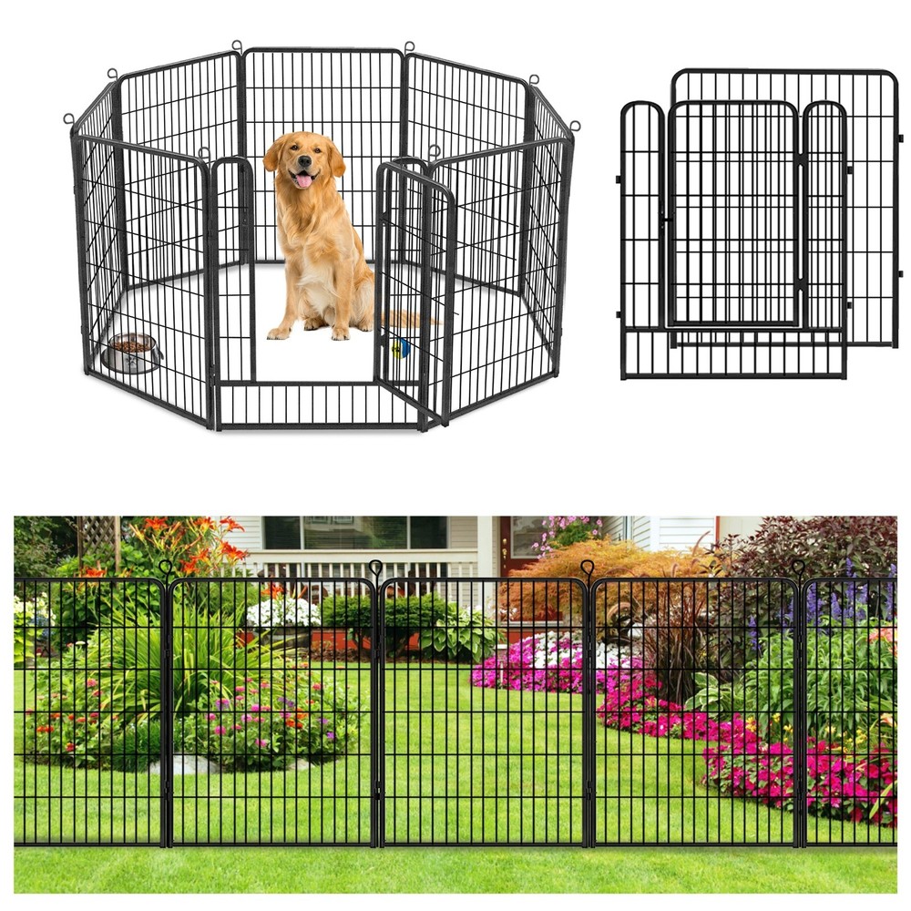 SQIREP 18ft 40 Inch Decorative Metal Garden Fence No Dig Barrier Wire Fencing
