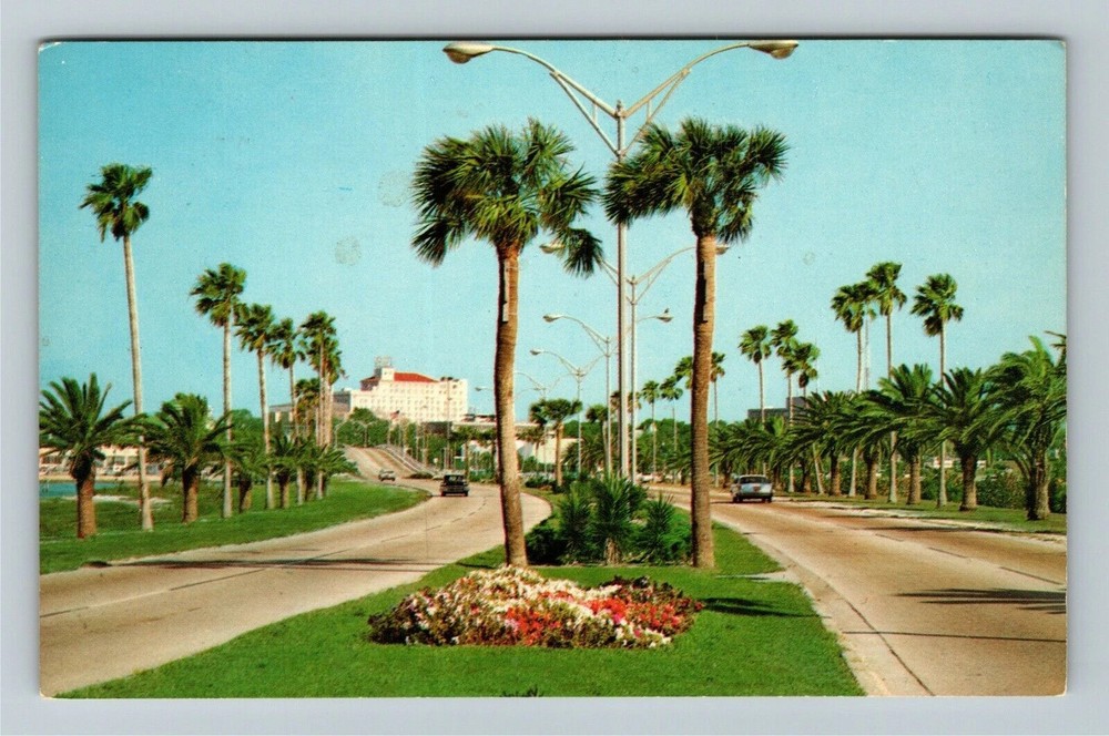 Clearwater FL-Florida, Memorial Causeway, Skyline View, Vintage Postcard