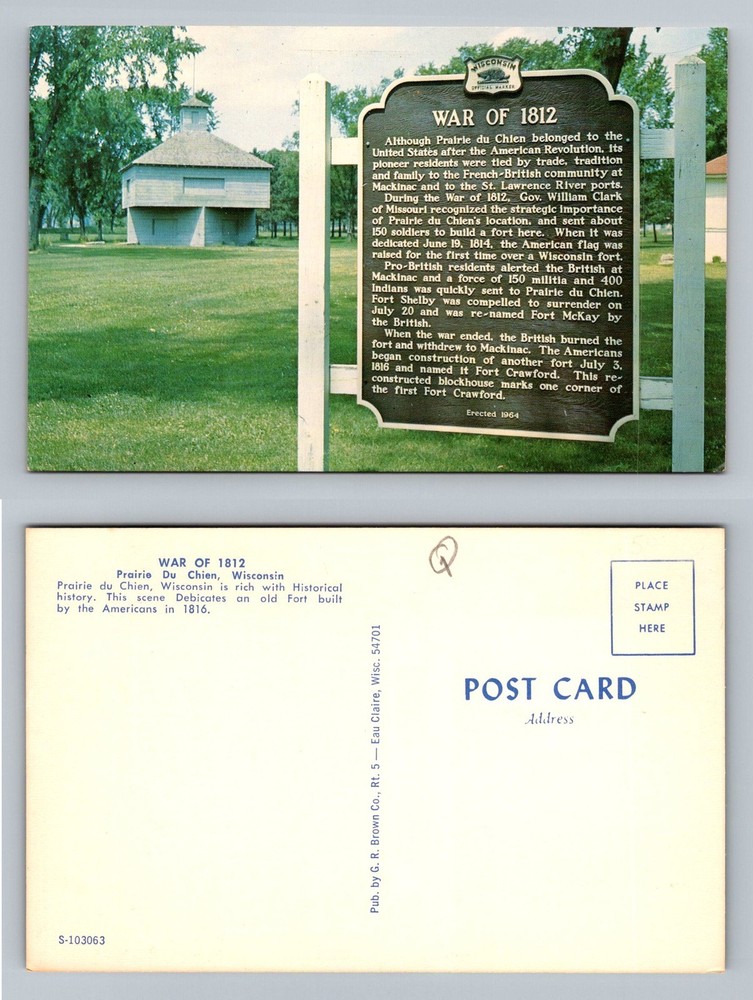 Prairie du Chien, WI-Wisconsin, Fort Crawford Historic Site Vintage Postcard
