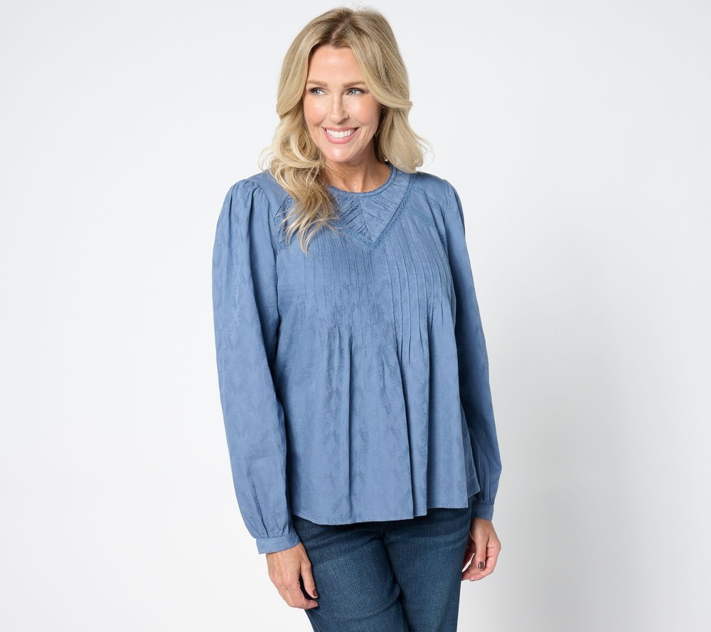 Me by Jennie Garth Women's Top Plus Sz 1X Bay Woven Blouse with Blue A655574
