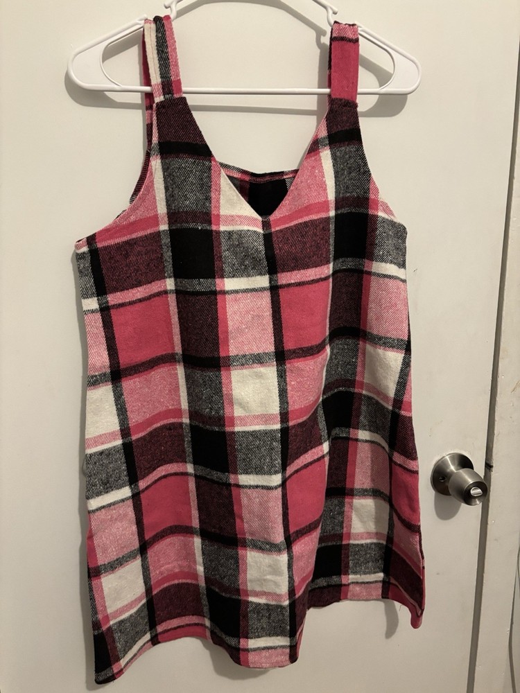 Pink plaid sleeveless dress Size Large