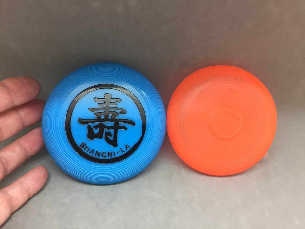 Vtg Mardi Gras Mini Frisbee Disc Krewe Shangri-La Glows UV & Orange Plain Lot