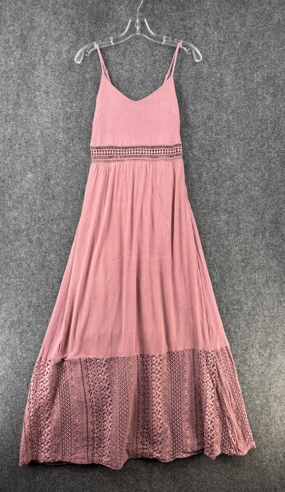 Altar’d State Mauve Pink Sleeveless Maxi Dress Lined Women’s Small Boho Crochet