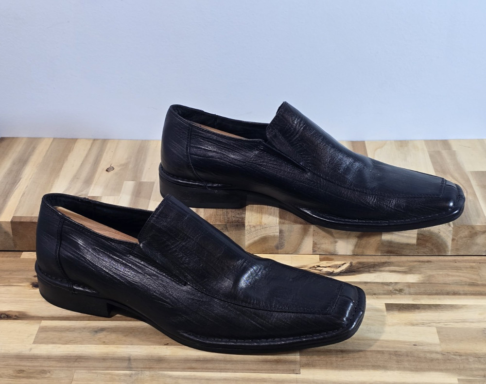 Franco Fortini Manhattan Men's Size 12 Black Leather Dress Loafers Slip-On