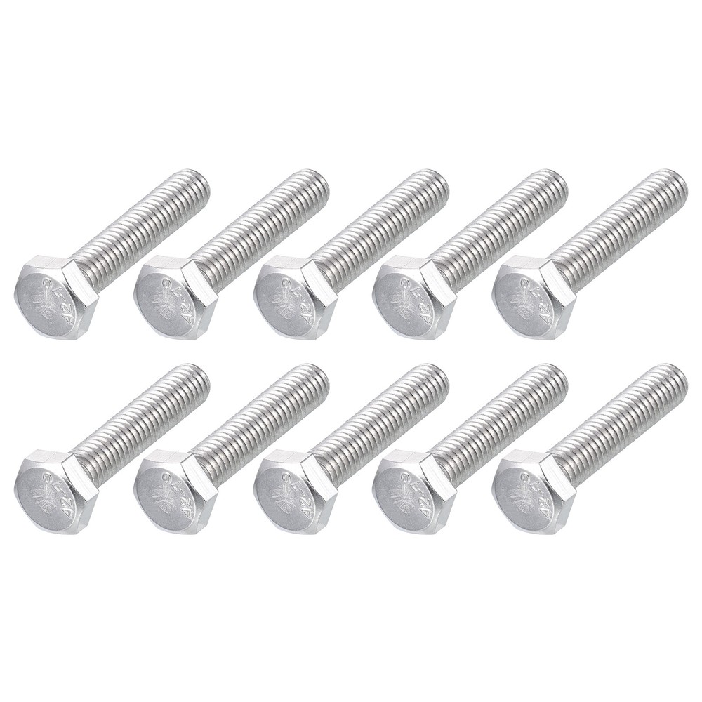 Hex Bolts M6-1x30mm 20Pcs 304 Stainless Steel Coarse Fully Threaded Silver
