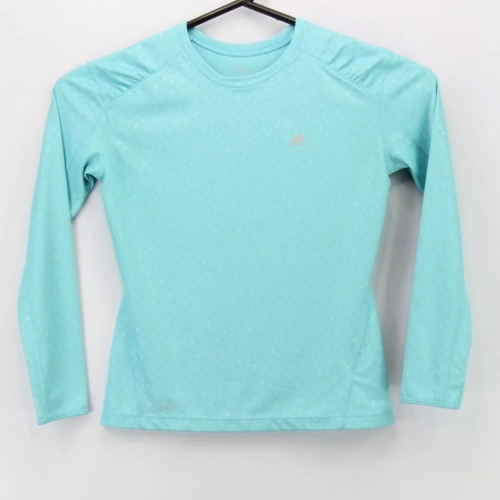 Nike ACG Women Small Teal Blue Long Sleeve FIT DRY Performance Hiking Shirt