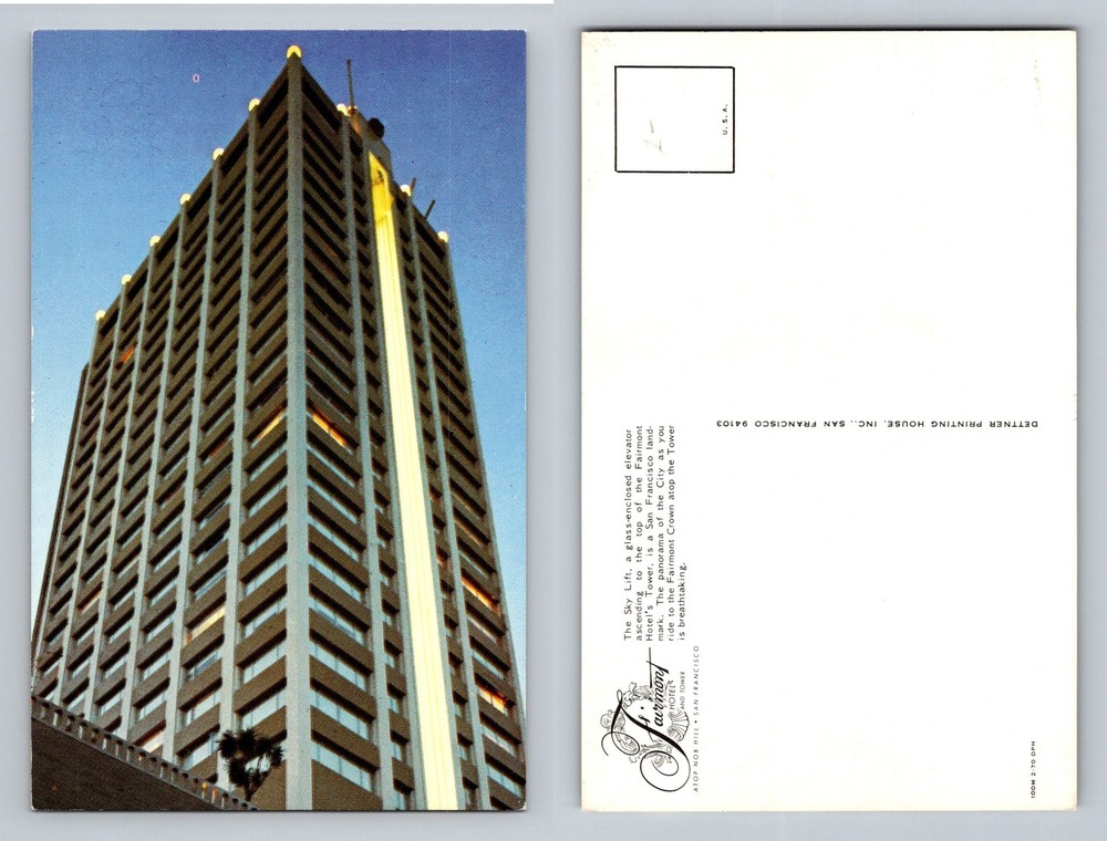 San Francisco, CA-California, Hyatt Regency Tower Lift Elevator Vintage Postcard