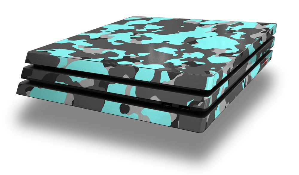 Skin for PS4 Pro Console WraptorCamo Old School Camouflage Camo Neon Teal