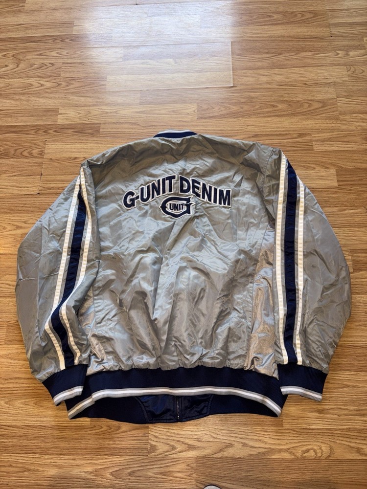 Vintage Y2K G Unit Reversible Jacket Mens 2XL?  Full Zip Bomber Gray Navy RARE