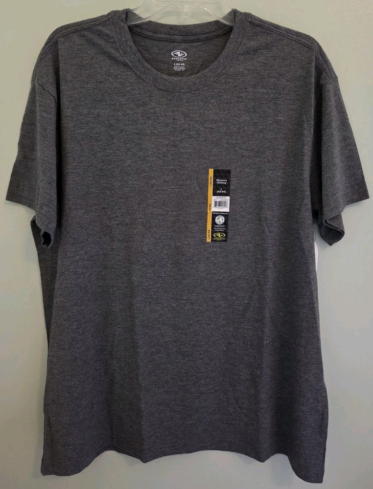 Athletic Works Men's LARGE Moisture Wicking Tee GRAY Tri-Blend T-Shirt #10726