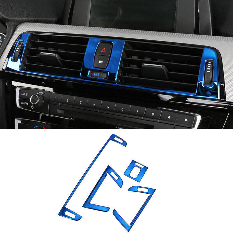 Air Outlet Vent Trim Central Console Blue Steel For BMW 3 4 Series GT 2013-2019
