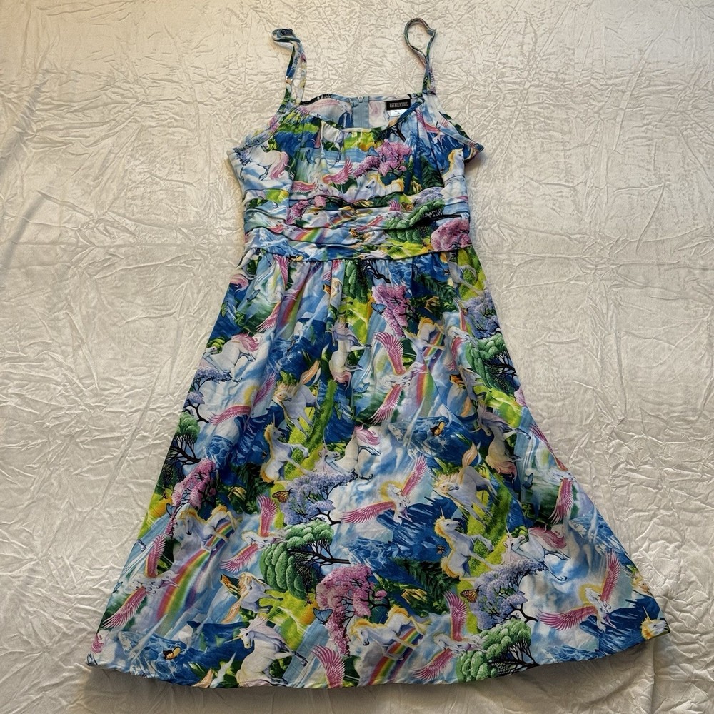 Retrolicious Dress Womens XL Retro Style Magical Pink Unicorn Land Whimsical USA