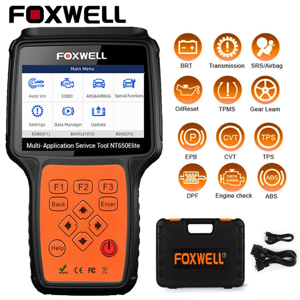 FOXWELL NT650 Elite Car OBD2 Scanner ABS SRS Engine Diagnostic Tool DPF TPMS SAS