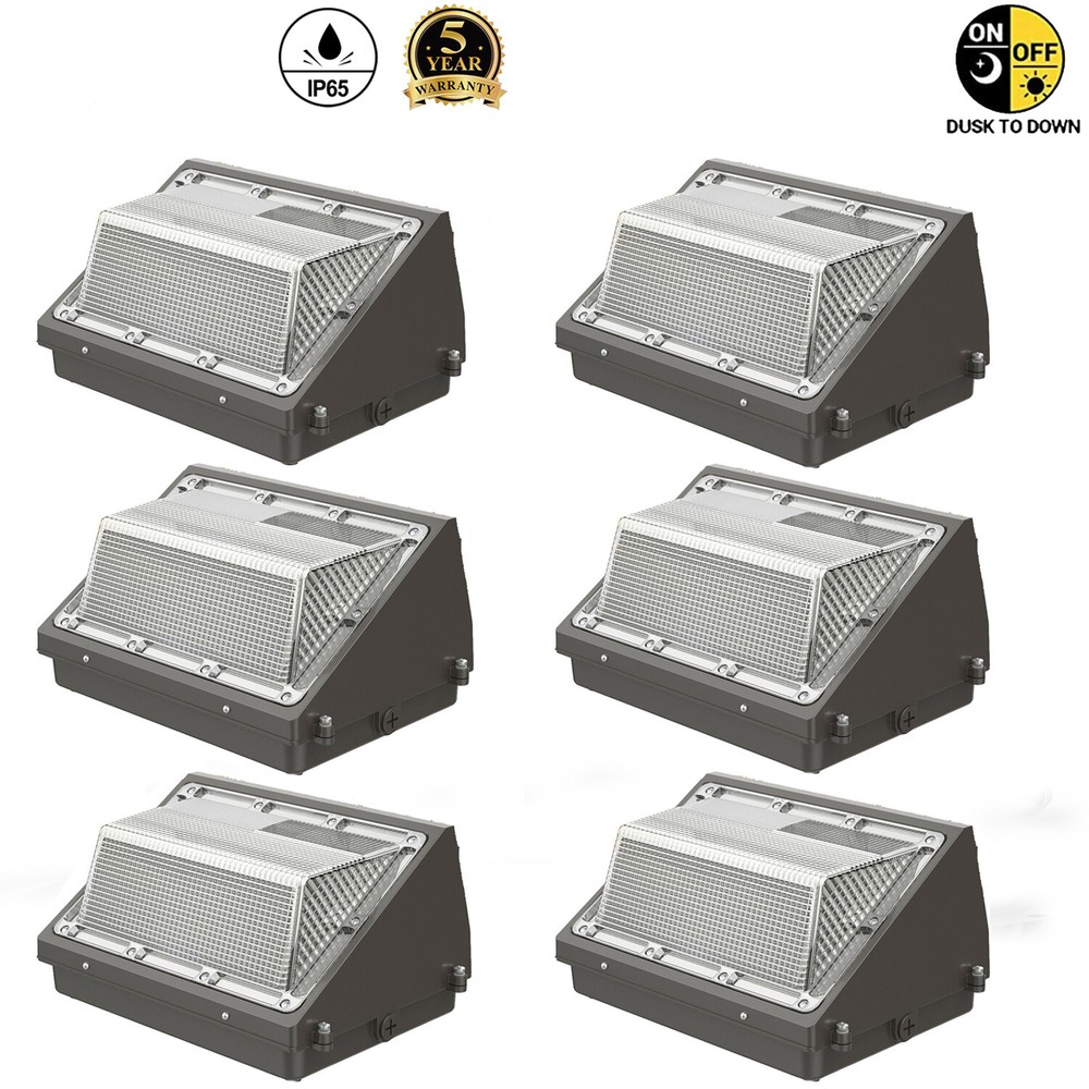 6Pack 120W LED Wall Pack Light for Outdoor Commercial Industrial Security Lighting