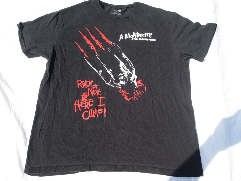 Size LARGE Men’s Nightmare On Elm Street Black T-Shirt Freddy Krueger Horror