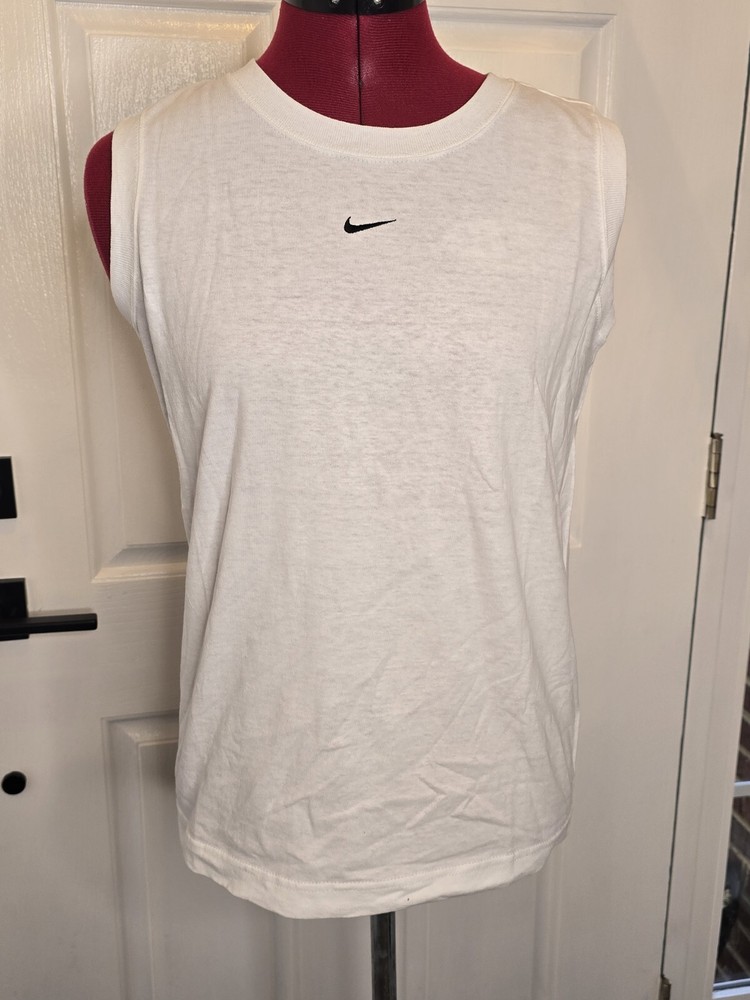 NWT Vintage Nike Center Swoosh Tank Top  Size Med Made In USA White Circa 1990's