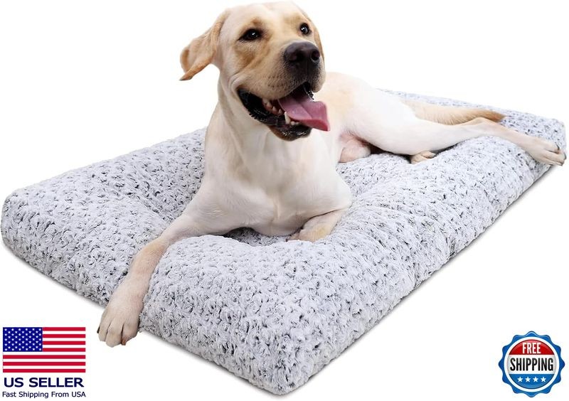 Washable Plush Dog Bed Anti-Slip Crate Pad for All Breeds 35
