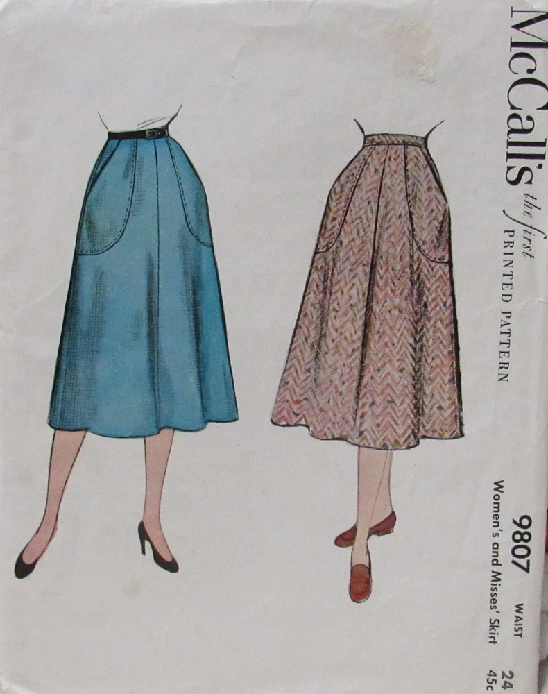 Vintage 50s McCalls 9087 Womens 10 (24W) Full Pocket Skirt Retro Pattern UNCUT