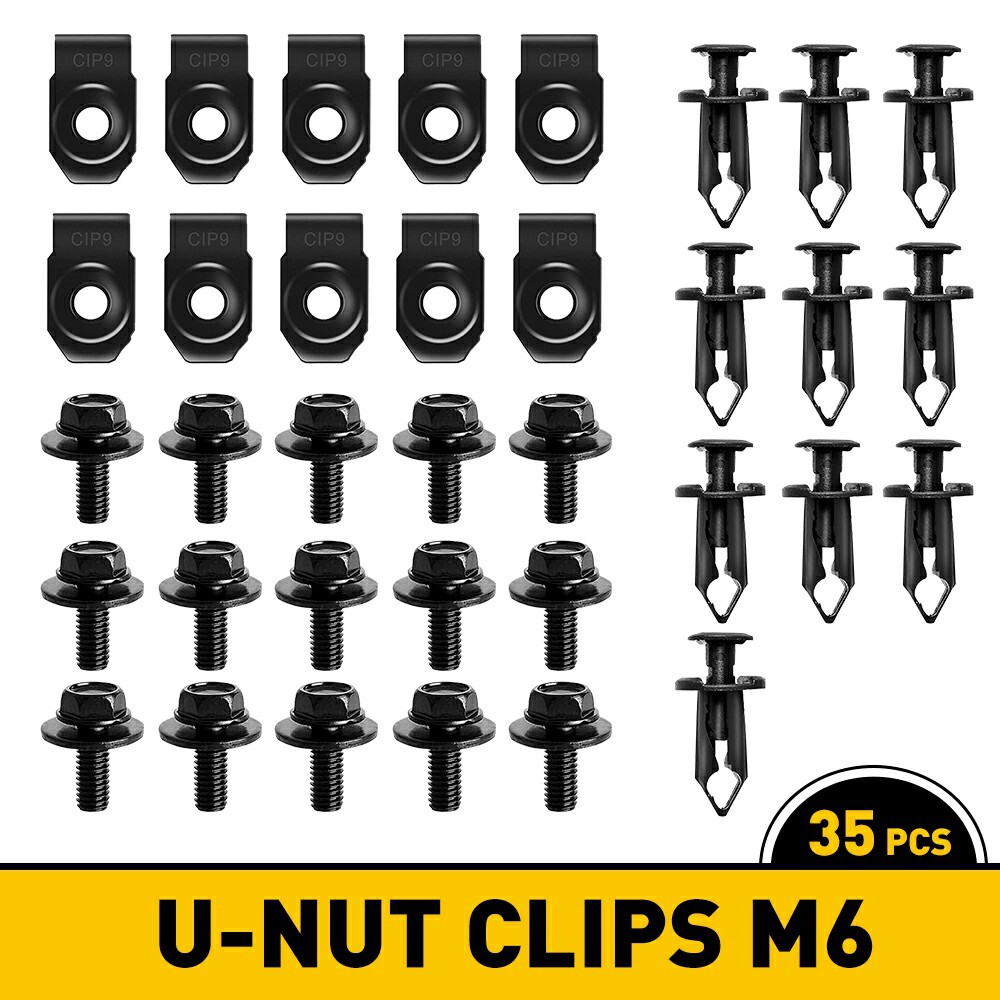 Body Bolts & U-nut Clips- M6 Engine Under Splash Cover Shield Guard For Nissan