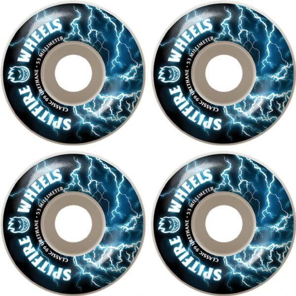 Spitfire Wheels Firebolt White/Blue Skateboard Wheels - 53mm 99a (Set of 4)