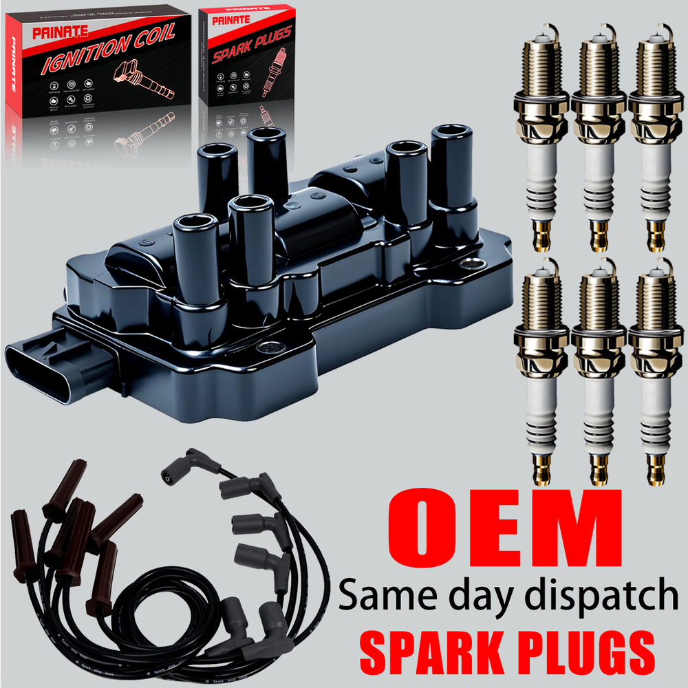 OEM Ignition Coil & Iridium Spark Plug & Wire For Pontiac Chevy 3.5L 3.9L UF434
