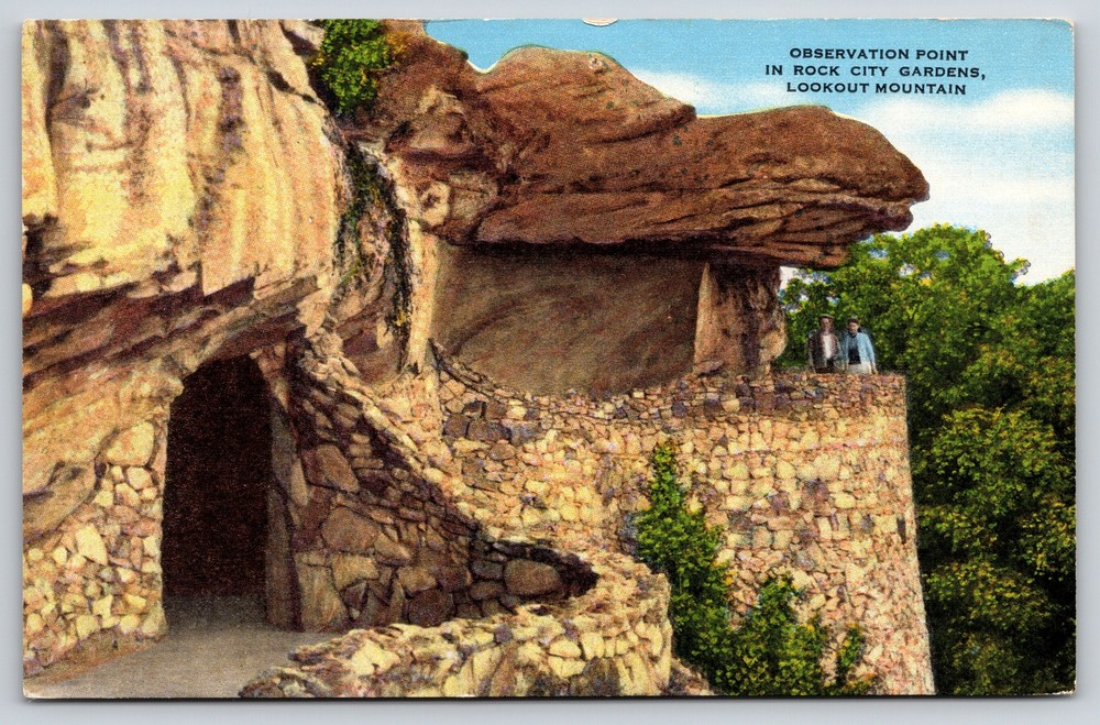 Lookout Mountain Georgia~Observation Point @ Rock City Gardens~Vintage Linen PC