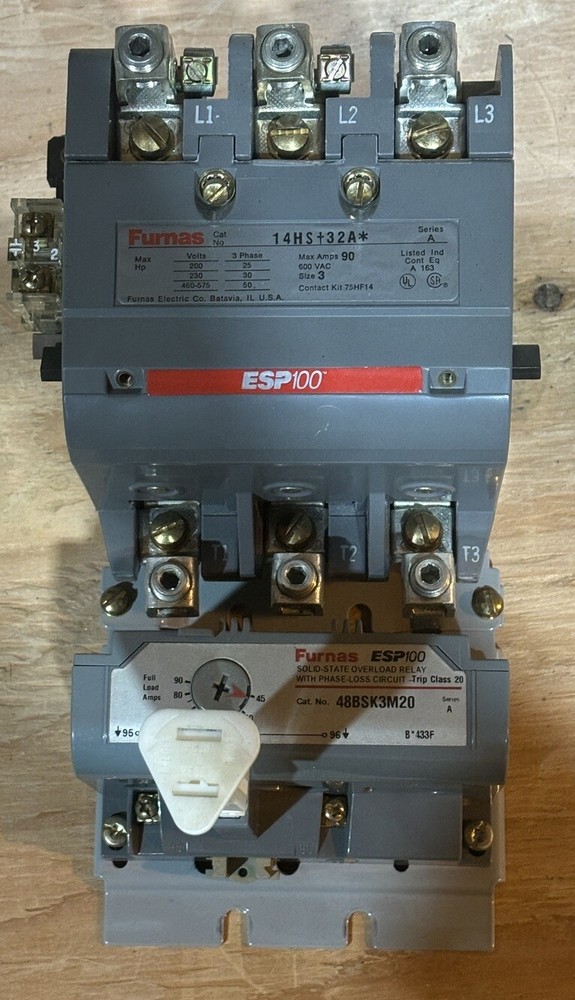 Furnas 14HS+32A Starter Contactor  90 Amp, 50 HP With 48BSK3M20 Overload Relay