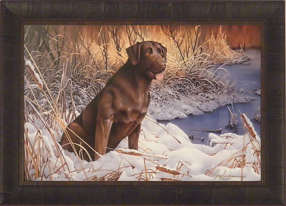 CANDLEWOOD CASH by Jerry Gadamus FRAMED WALL ART Chocolate Lab Labrador S/N L/E