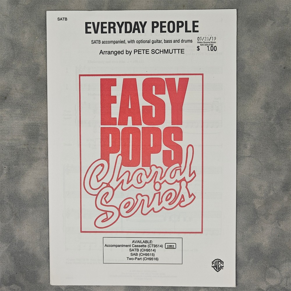 Everyday People SATB Choir Sheet Music Easy Pop Choral Series 1990s Schmutte Arr
