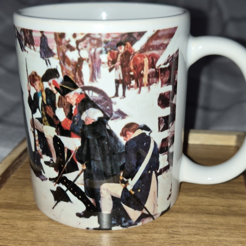 White Ceramic Coffee Mug 12 fl oz Military History Pictorial Soldier Scene