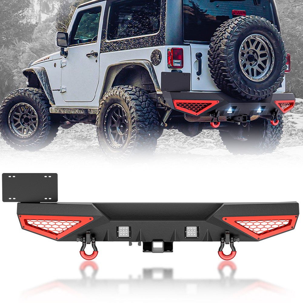 2007-2018 Jeep Wrangler JK JKU Rear Bumper with Detachable License Plate Frame